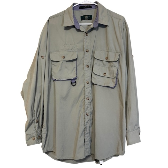Orvis Vintage Men’s Green Nylon Outdoor Utility Fishing Shirt Long Sleeve Large - Picture 3 of 13